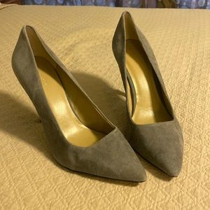 Ann Taylor Taupe Suede Pointed-Toe Heels